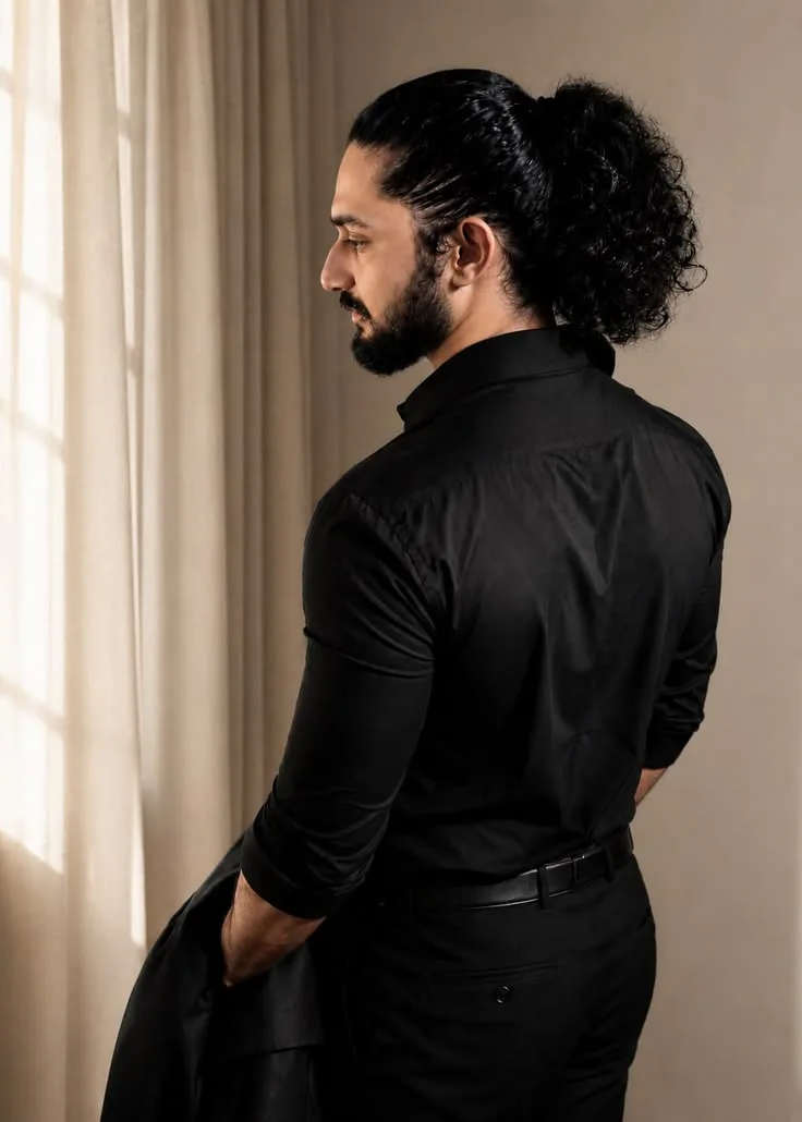 Man in black outfits.